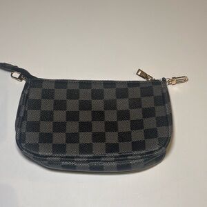 Black and Grey Checkered Cosmetic Bag
